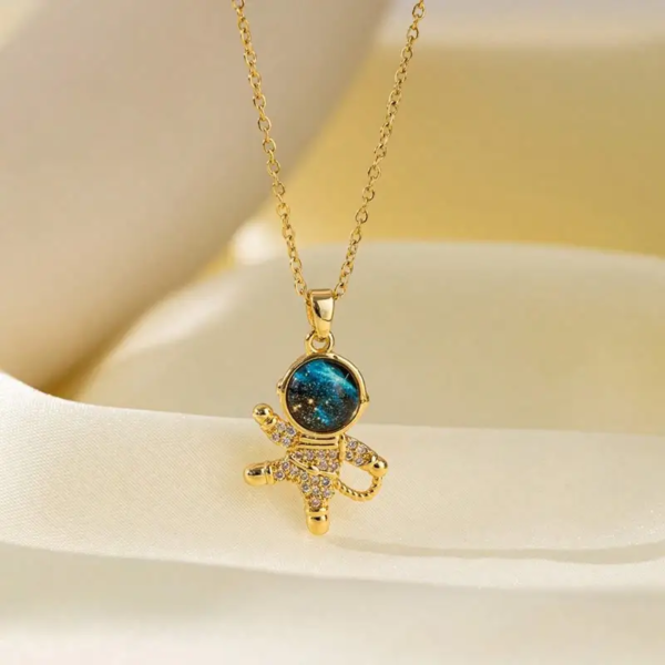 Collar de astronauta para pareja hecha de acero inoxidable